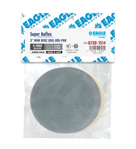 Eagle Abrasives 3” DRY Buflex Discs Blk w/ Pad