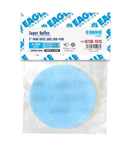 Eagle Abrasives 3” DRY Buflex Discs Blue w/ Pad