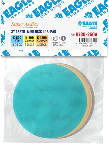 Eagle Abrasives 3 inch Assilex discs assorted with pad