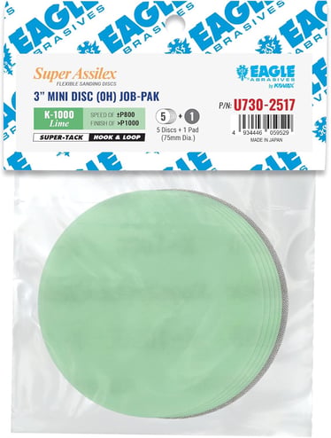Eagle Abrasives 3 inch Assilex discs lime with pad