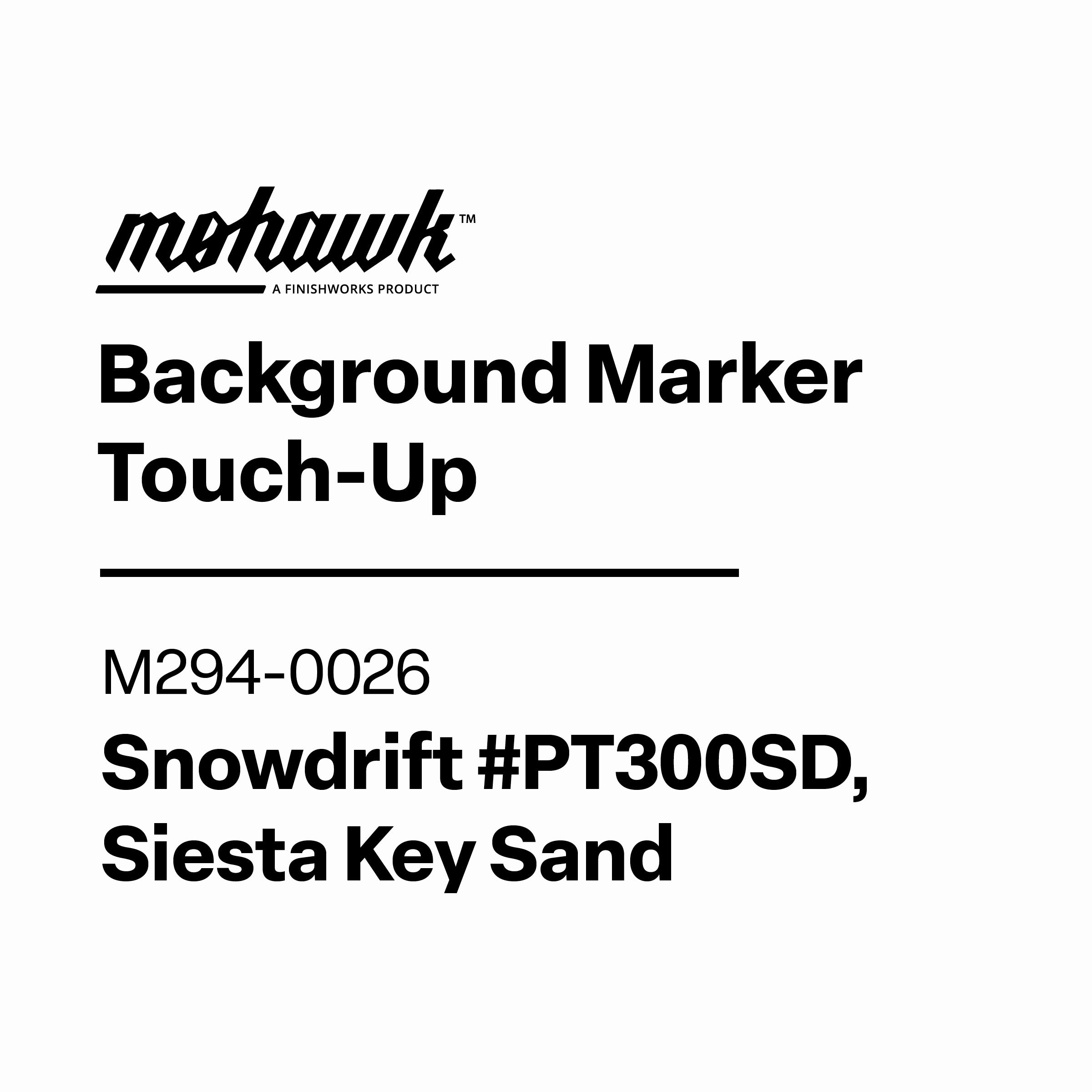 Textual information about Mohawk background marker touch-up product on a white background