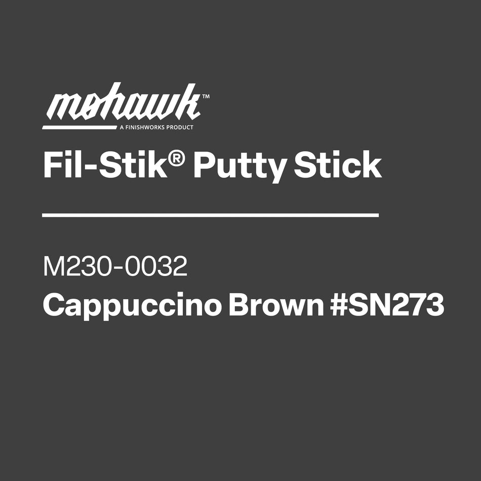 Label for mohawk Fil-Stik Putty Stick in Fog II color on a gray background