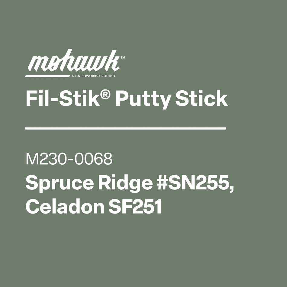 Mohawk Fil-Stik Putty Stick label on a green background