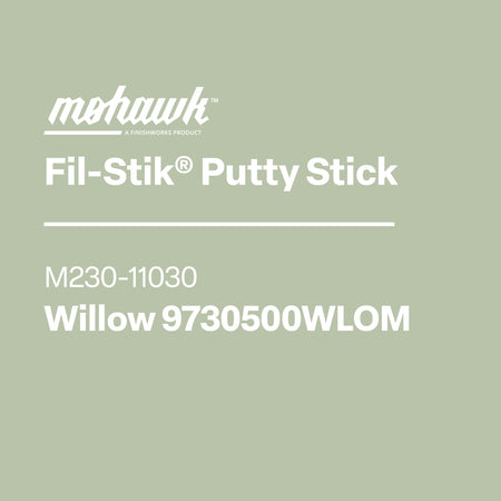 Mohawk Fil-Stik Putty Stick packaging with product details on a black background