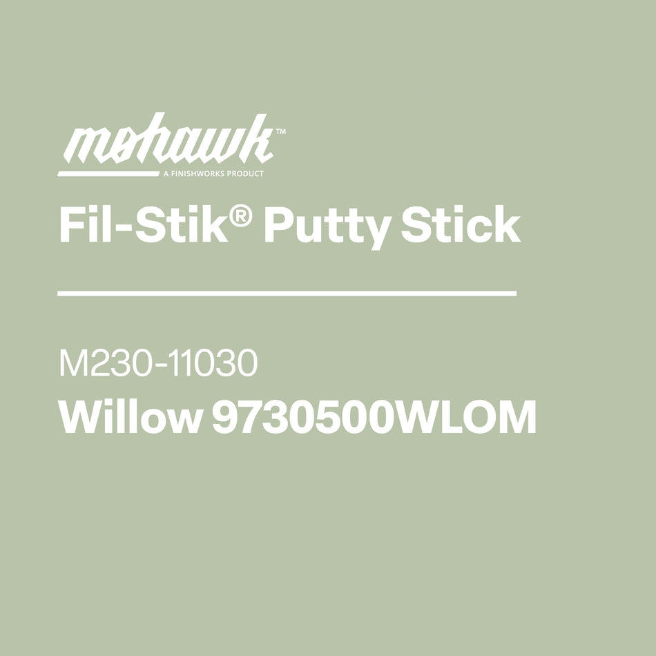 Mohawk Fil-Stik Putty Stick packaging with product details on a black background
