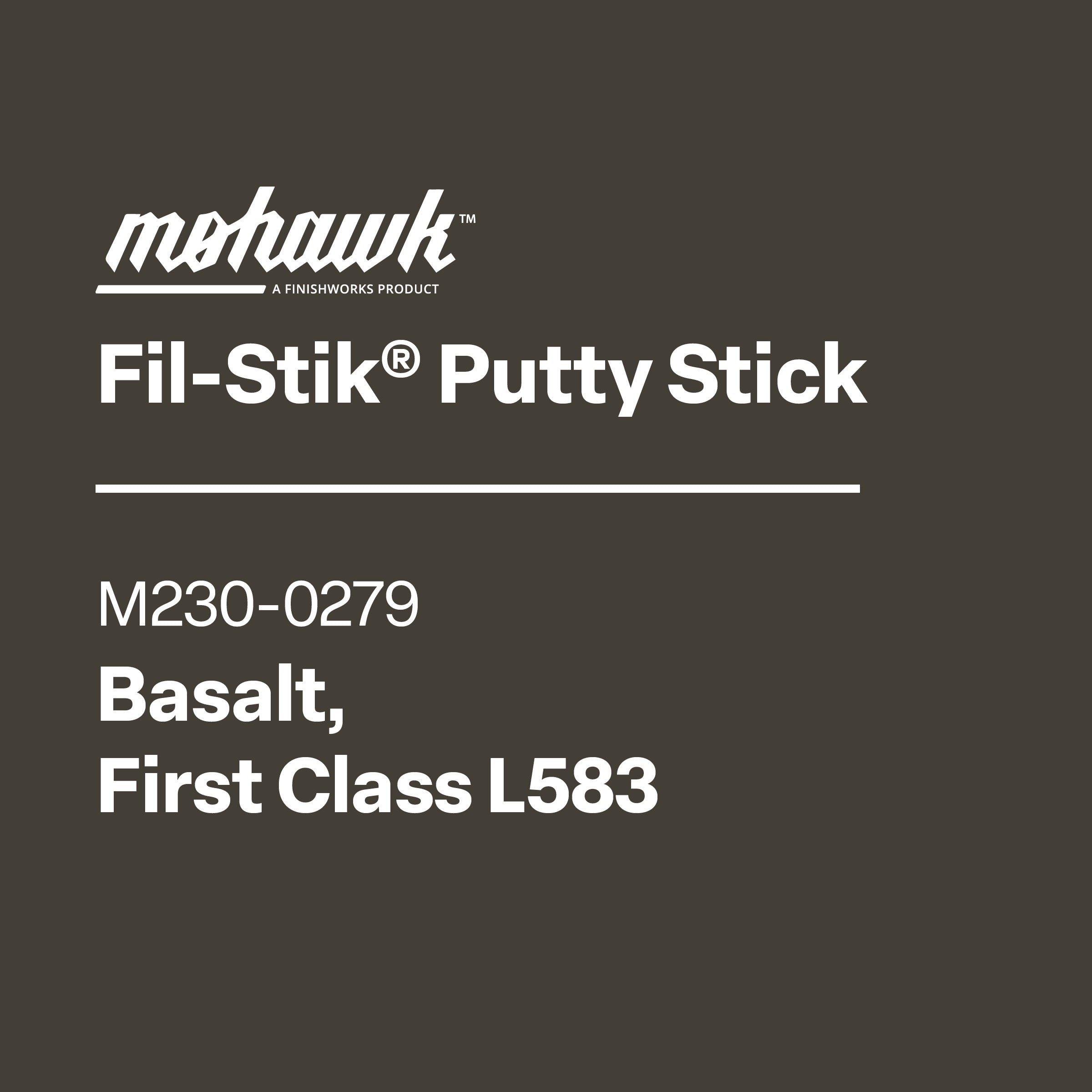 Mohawk Fil-Stik Putty Stick label on a black background