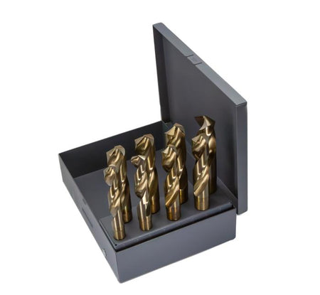 8 piece cobalt reduced shank drill bit set 9/16 to 1 inch