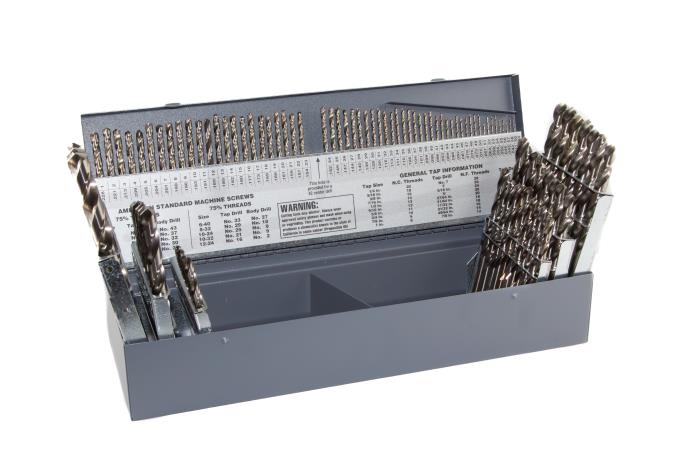 115 piece HSS polished drill bit set 1/16 to 1/2 A-Z number sizes