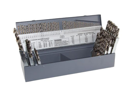115 piece HSS polished drill bit set 1/16 to 1/2 A-Z number sizes