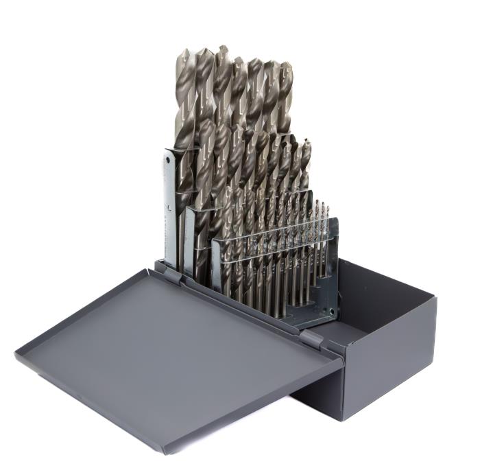21 Piece HSS Polished Jobber Length Drill Bit Set, 1/16" - 3/8"