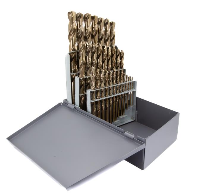 cobalt drill bit set 1/16 to 1/2 x 64ths 3/8 inch shank