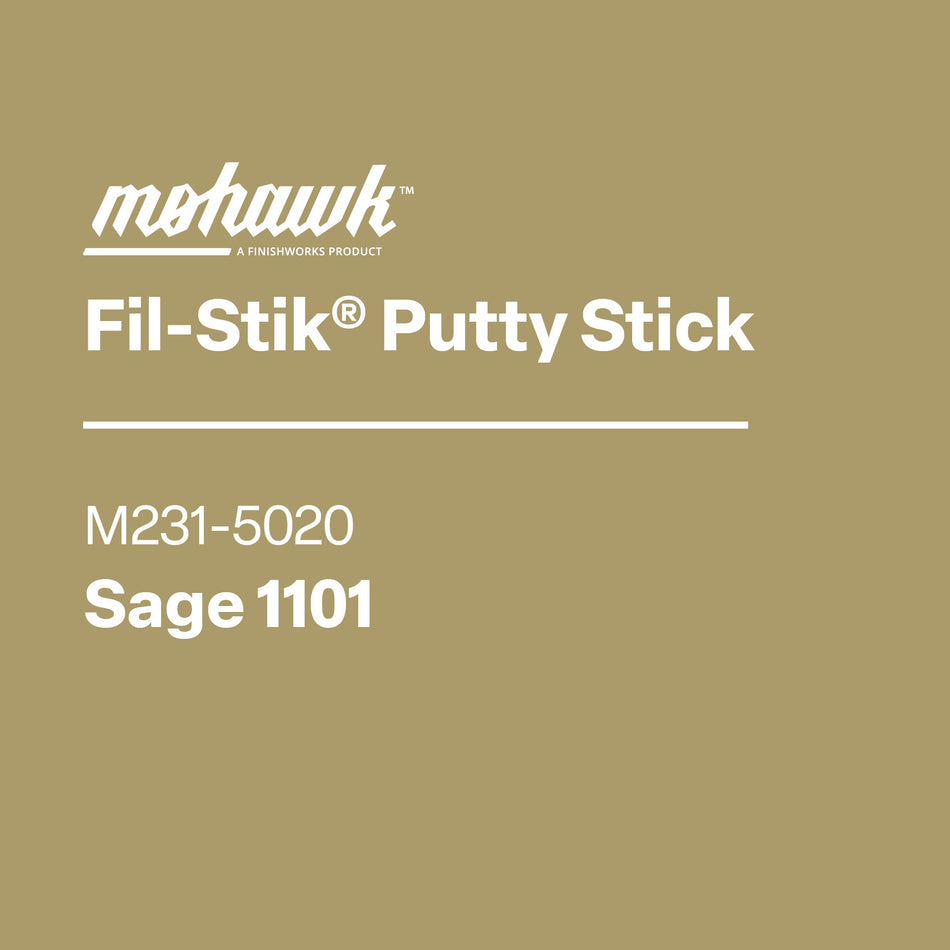 Mohawk Fil-Stik Putty Stick packaging with product details on a beige background