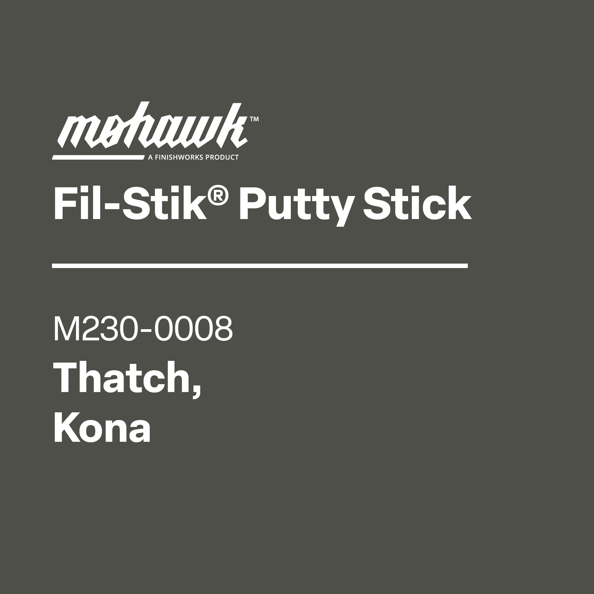Mohawk Fil-Stik Putty Stick label on a gray background