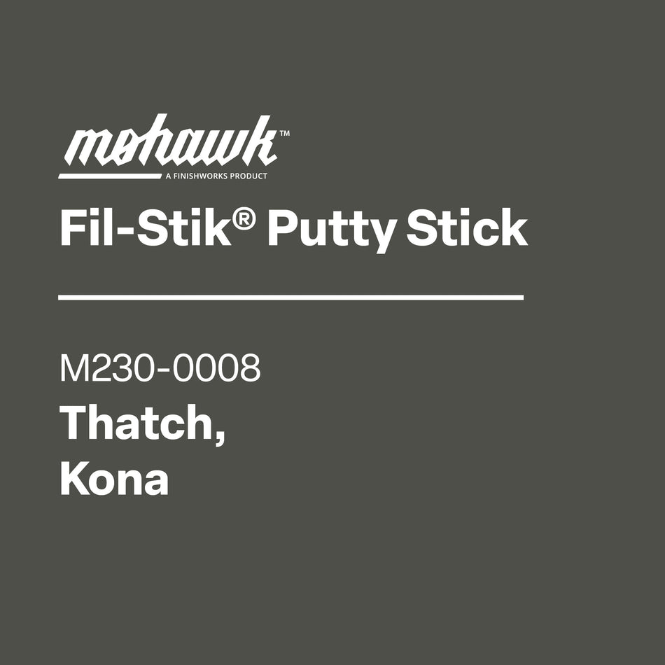 Mohawk Fil-Stik Putty Stick label on a gray background