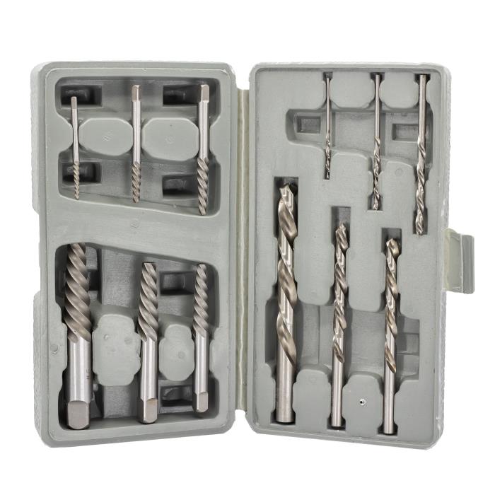 #1-6 Carbon Steel Spiral Flute Screw Extractor Set with Drills