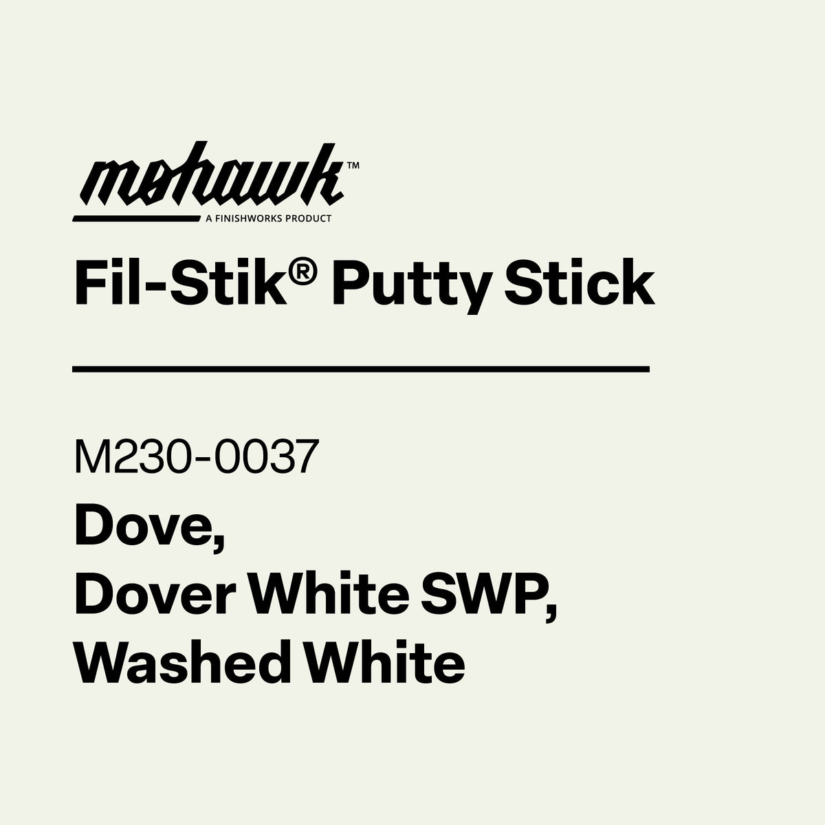 Mohawk Fil-Stik Washed White wax filler for cabinetry and wood surface repairs