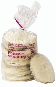 3M Finesse-it Natural Buffing Pad, 81470, 3 in, 10/Bag