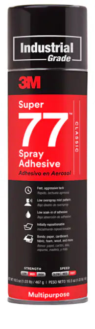 3M Super 77 Classic Spray Adhesive, Clear, 24 fl oz Can (Net Wt 16.5 oz)
