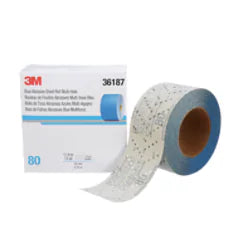 3M Hookit Blue Abrasive Sheet Roll 321U, 36187, 80, 2.75 in x 13 yd, Multi-hole