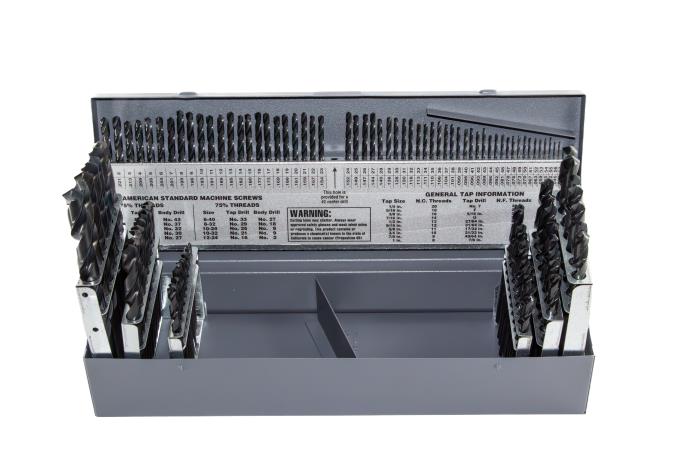 115 Piece HSS Black Oxide Jobber Length Drill Bit Set, DWDN, 1/16"- 1/2", A - Z, #1 - #60