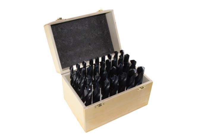 33 Piece HSS Black Oxide Reduced Shank HSS Drill Bit Set, 1/2" - 1", Metal Stand