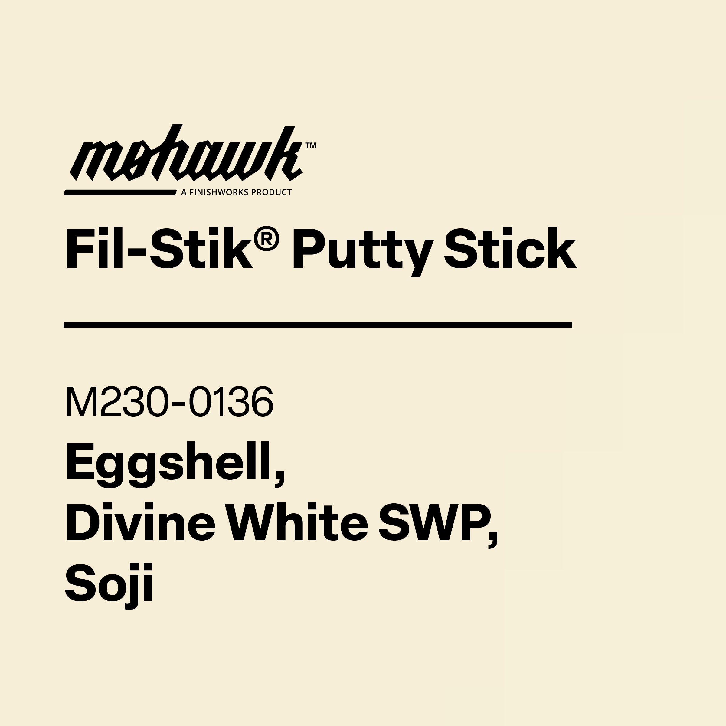 Mohawk M230-0136 Eggshell Divine White furniture scratch and nick touch-up stick