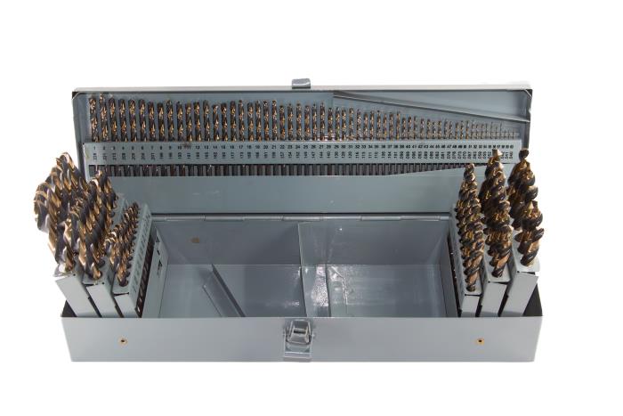 115 Piece HSS Black & Gold KFD Split Point Jobber Length Drill Bit Set, 1/16"- 1/2", A - Z, #1 - #60