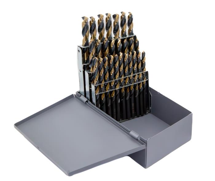 15 Piece HSS Black & Gold KFD Split Point Mechanics Length Drill Bit Set, 1/16" - 1/2"