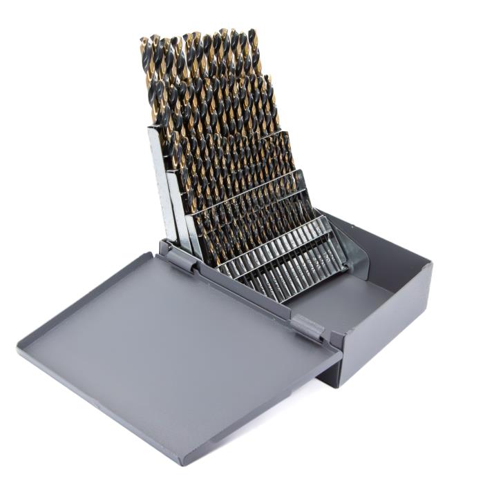 60 Piece HSS Black & Gold KFD Split Point Jobber Length Drill Bit Set, #1 - #60