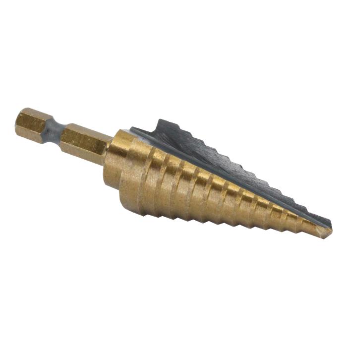 #4 HSS Black & Gold Quick Change Hex Shank Step Drill Bit (3/16" - 7/8" by 1/16")