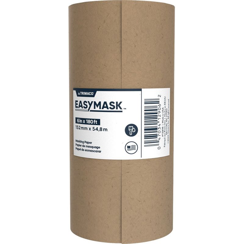 Trimaco 12906 B6 6" x 60Yd Easy Mask Brown General Purpose Masking Paper