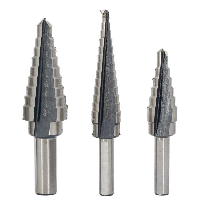3 Piece HSS Step Drill Bit Set (Sizes #1 to #3)